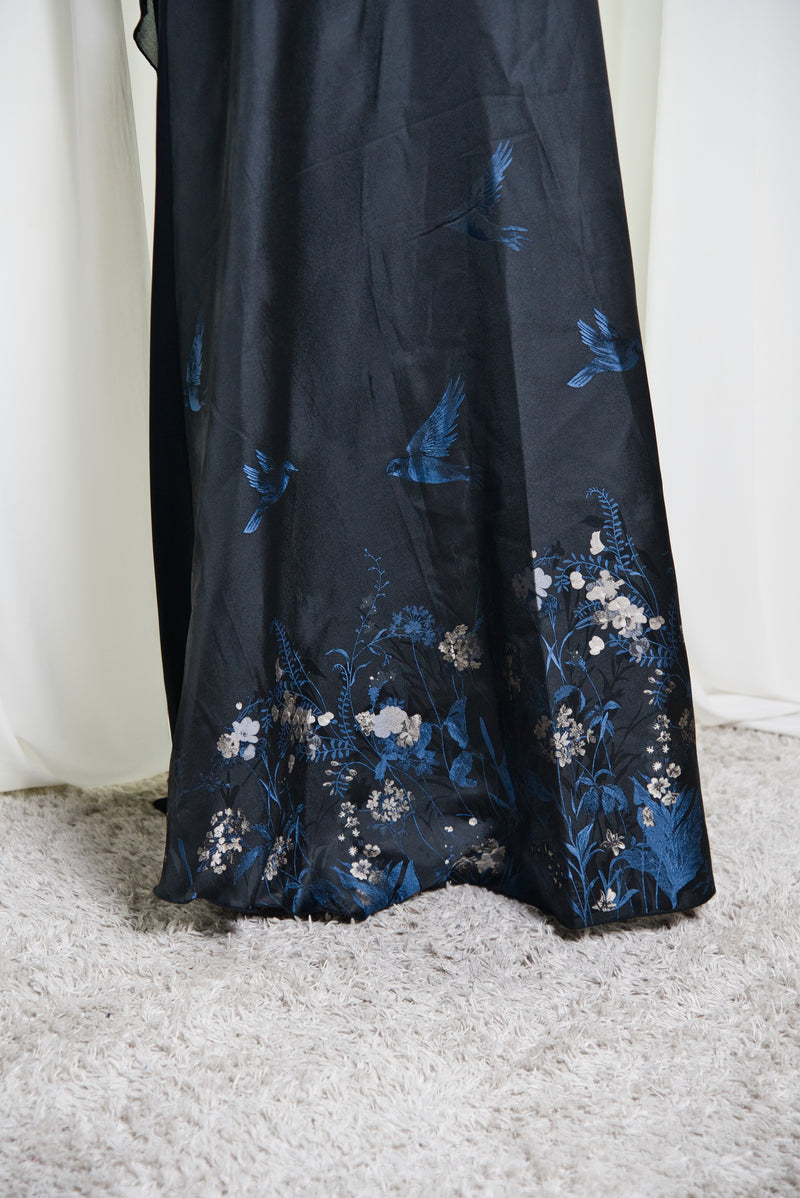 A022 Blue Bird Canvas Abaya