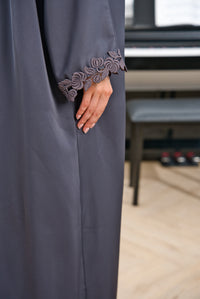 A004 Nardo Grey Floral Abaya