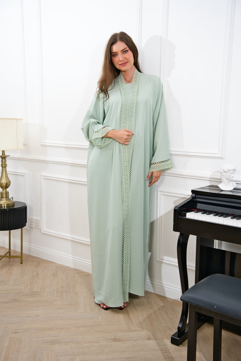 A001 Pistachio Lattice Abaya
