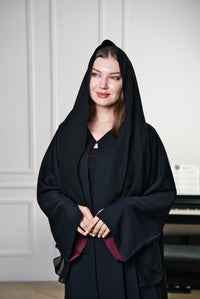 A007 Black/Burgundy Double Sided Abaya