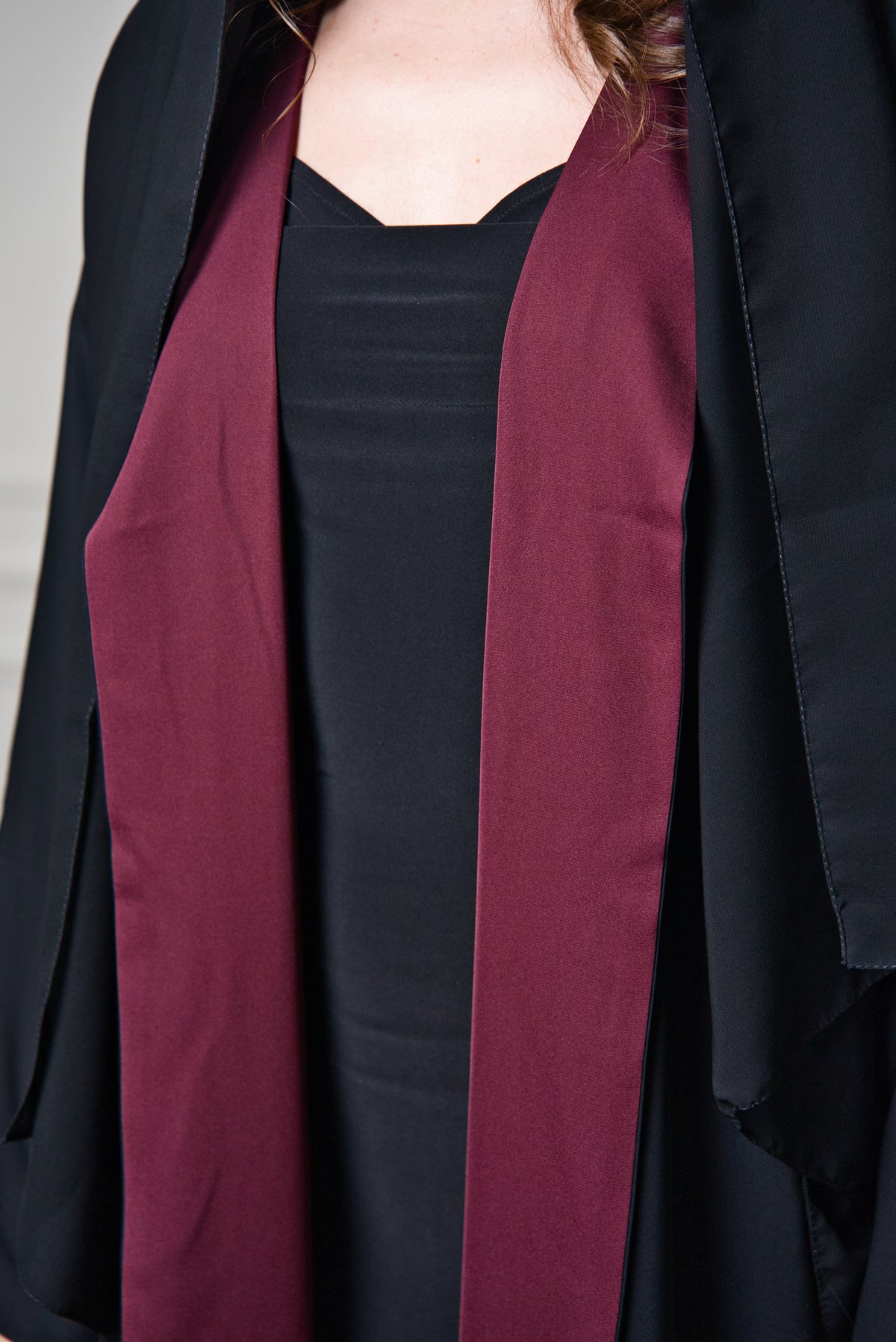 A007 Black/Burgundy Double Sided Abaya