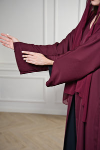 A007 Black/Burgundy Double Sided Abaya