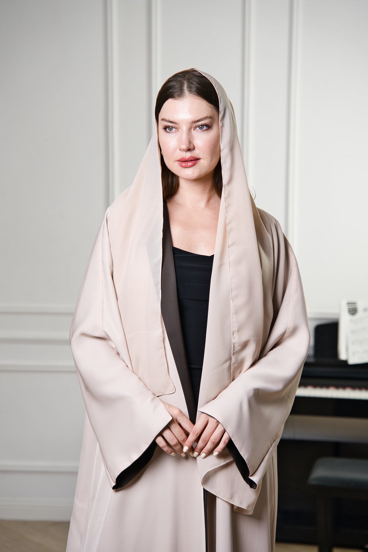A008 Brown/Beige Double Sided Abaya