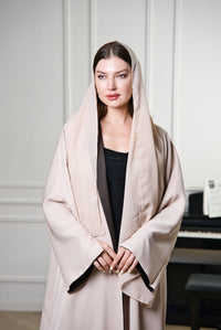 A008 Brown/Beige Double Sided Abaya