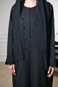 A010 Black Beaded Abaya