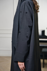 A010 Black Beaded Abaya