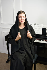 A010 Black Beaded Abaya