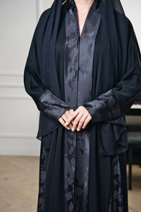 A016 Black Printed Abaya