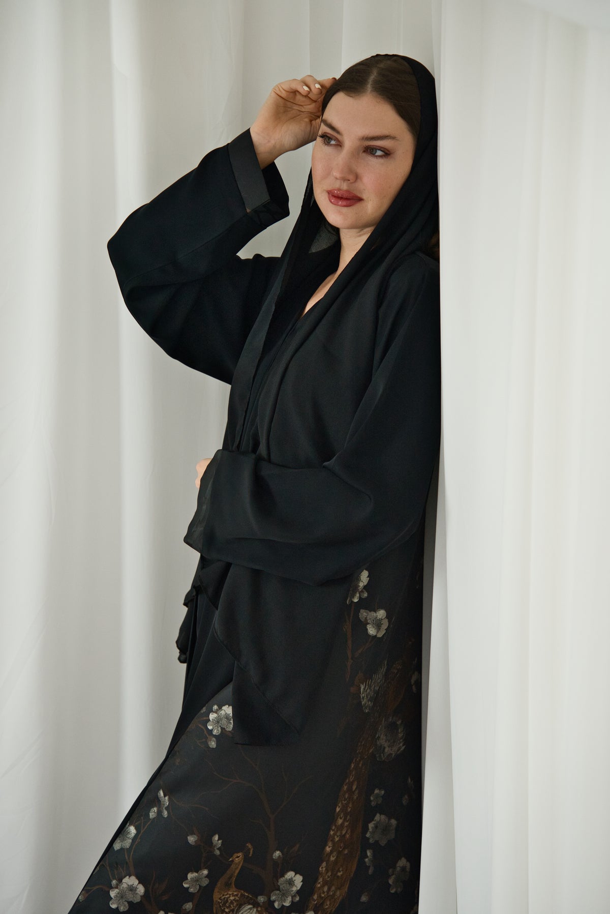 A021 Brown Bird Canvas Abaya