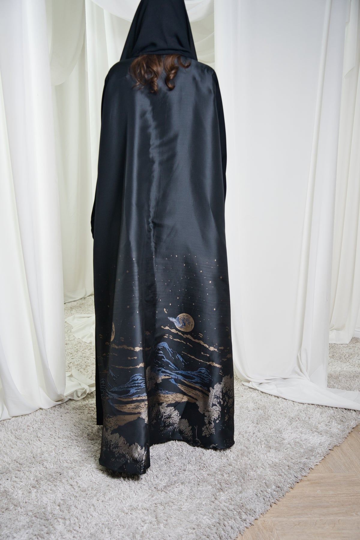 A023 Blue Moon Canvas Abaya