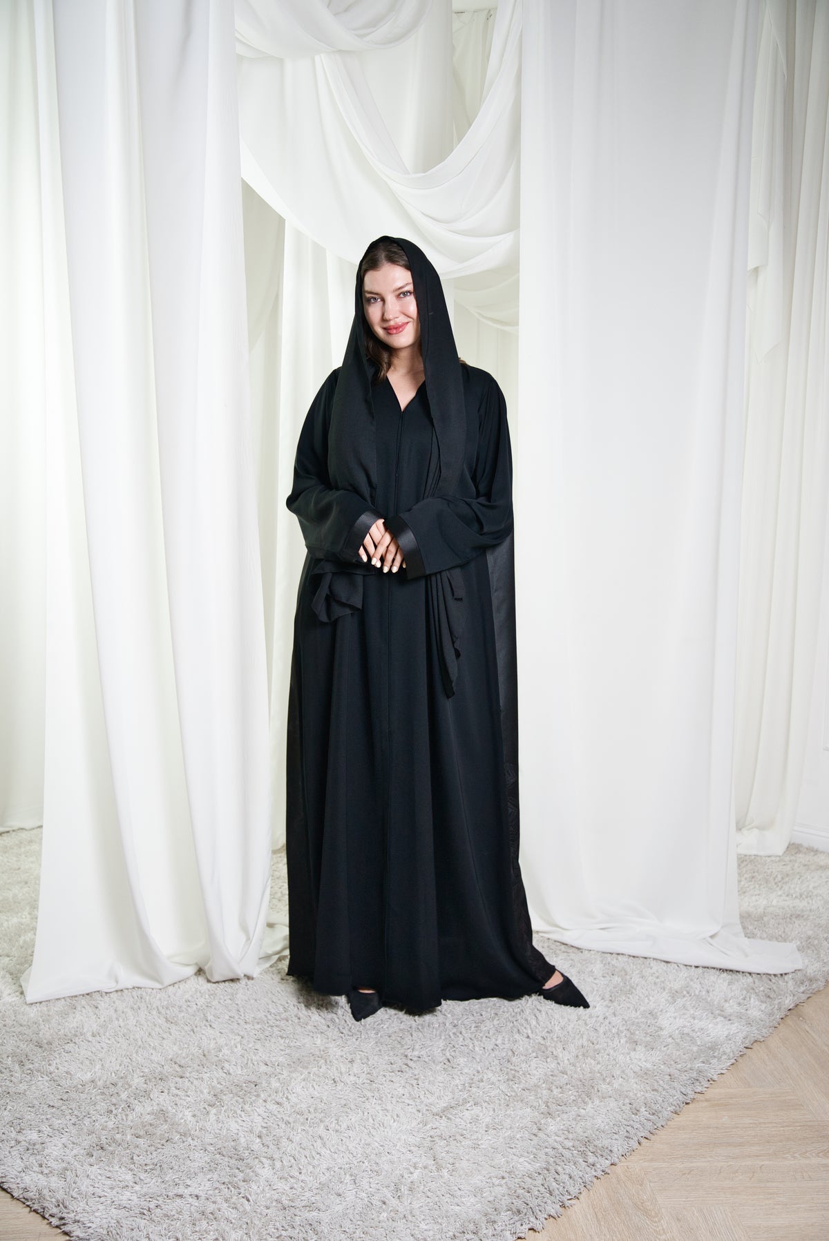 A024 Purple Leaf Canvas Abaya