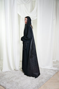 A024 Purple Leaf Canvas Abaya