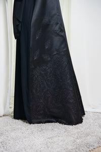 A024 Purple Leaf Canvas Abaya