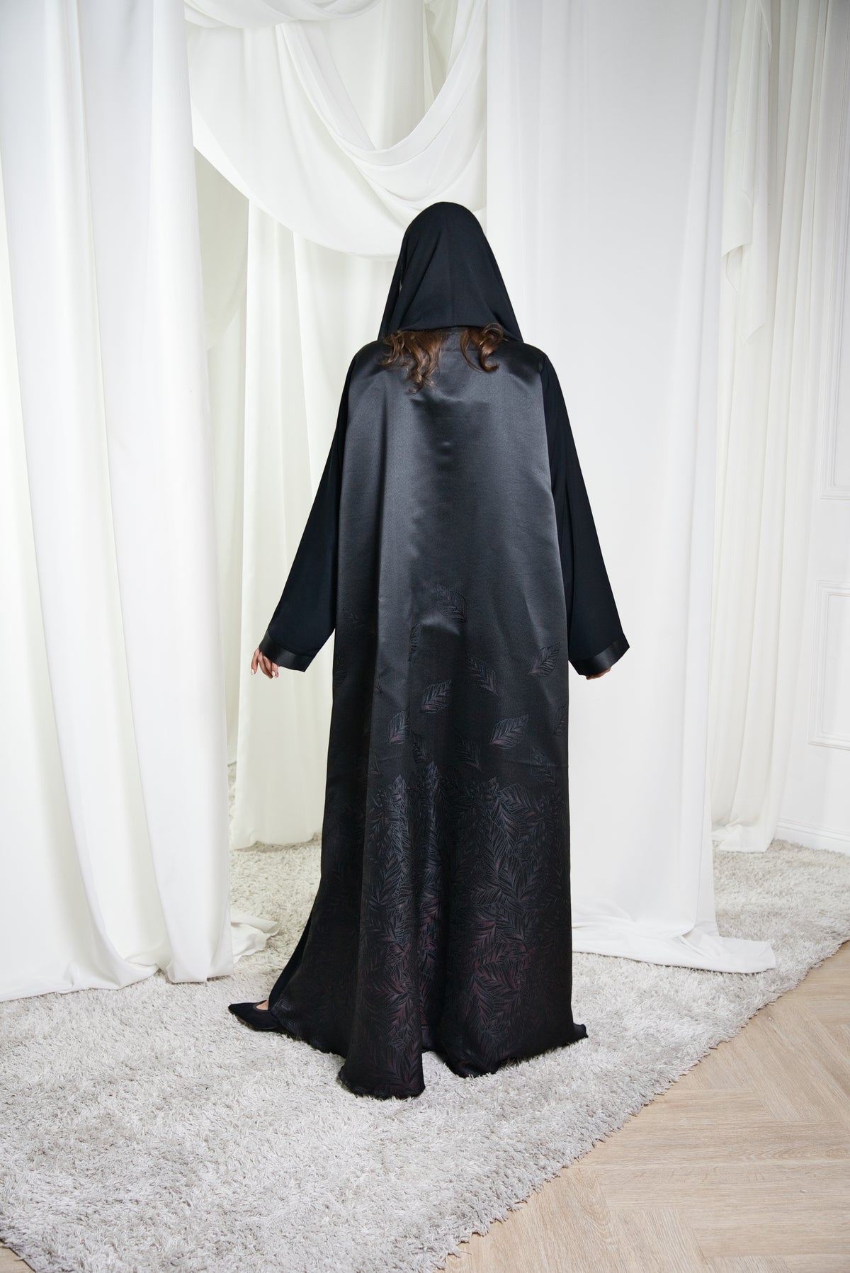 A024 Purple Leaf Canvas Abaya