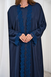 A005 Navy Blue Floral Abaya