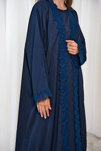 A005 Navy Blue Floral Abaya